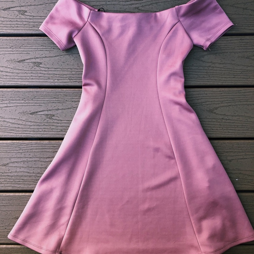 lavender off the shoulder skater dress